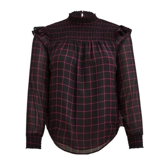 Torrid Crinkle Chiffon Smocked Neck Blouse SZ 3X Windowpane Whimsigoth Victorian - Picture 14 of 14